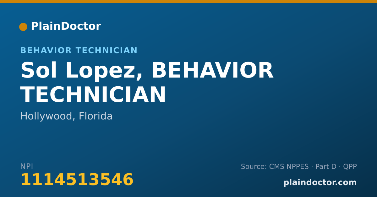 Shareable card for Sol Lopez, BEHAVIOR TECHNICIAN - Behavior Technician, Hollywood, FL