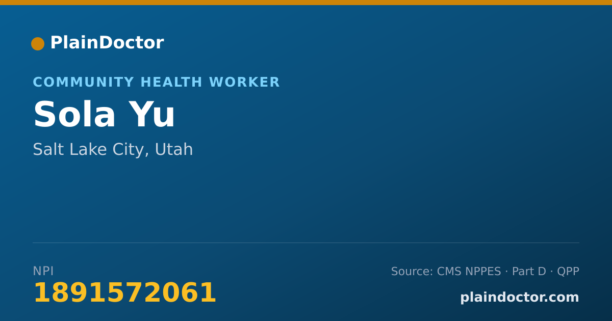 Shareable card for Sola Yu - Community Health Worker, Salt Lake City, UT