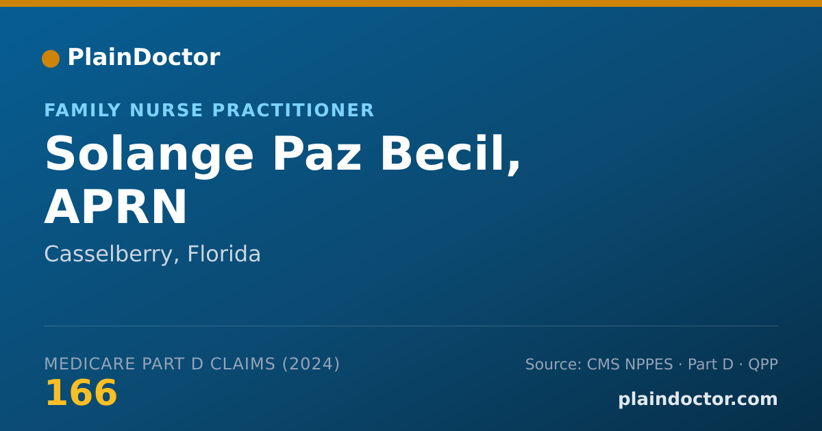 Shareable card for Solange Paz Becil, APRN - Family Nurse Practitioner, Casselberry, FL