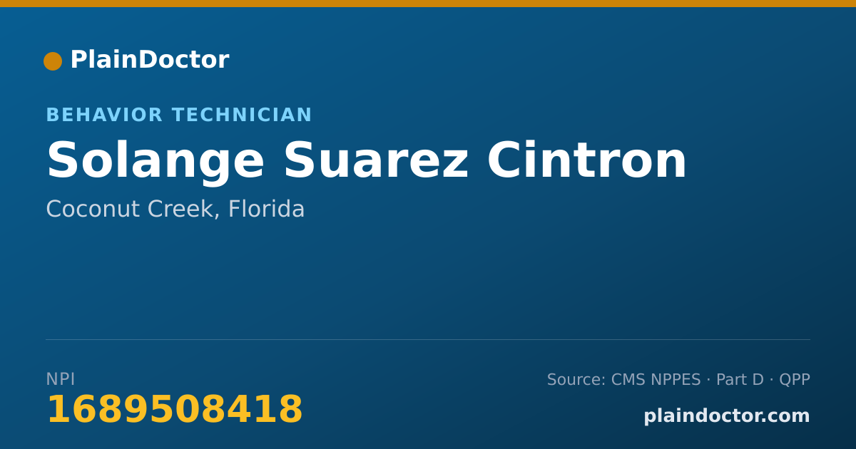 Shareable card for Solange Suarez Cintron - Behavior Technician, Coconut Creek, FL