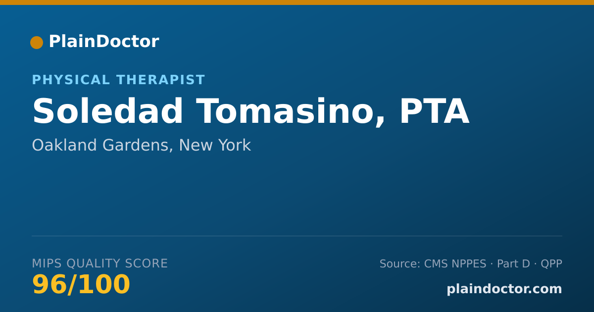 Shareable card for Soledad Tomasino, PTA - Physical Therapy Assistant, Oakland Gardens, NY