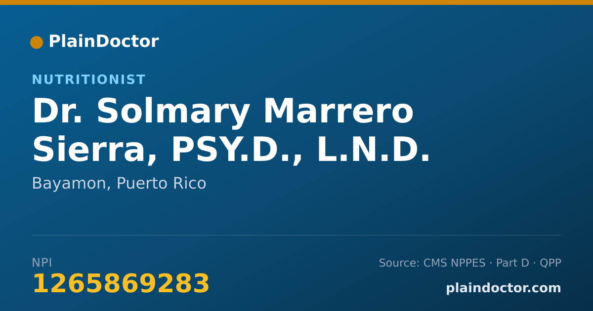 Shareable card for Solmary Marrero Sierra, PSY.D., L.N.D. - Nutritionist, Bayamon, PR