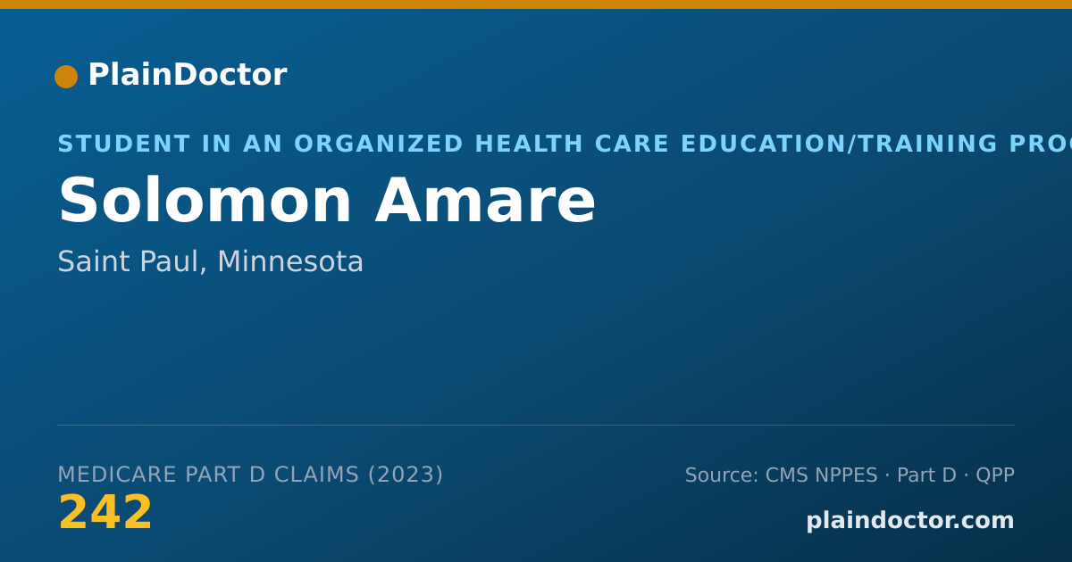 Shareable card for Solomon Amare - Student in an Organized Health Care Education/Training Program, Saint Paul, MN