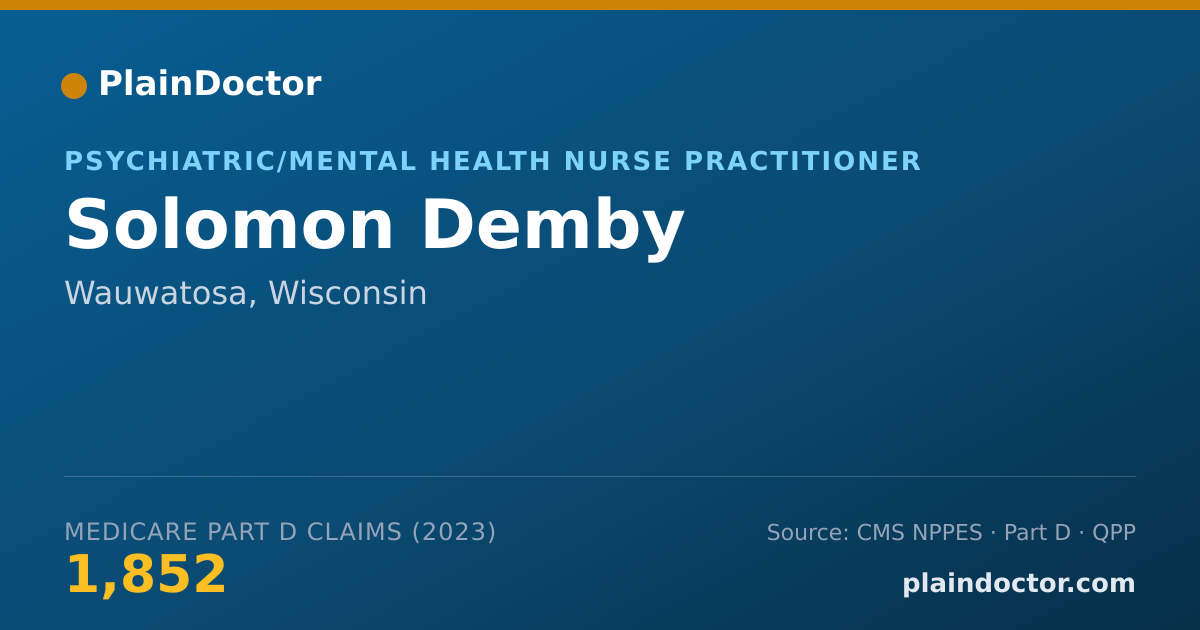 Shareable card for Solomon Demby - Psychiatric/Mental Health Nurse Practitioner, Wauwatosa, WI
