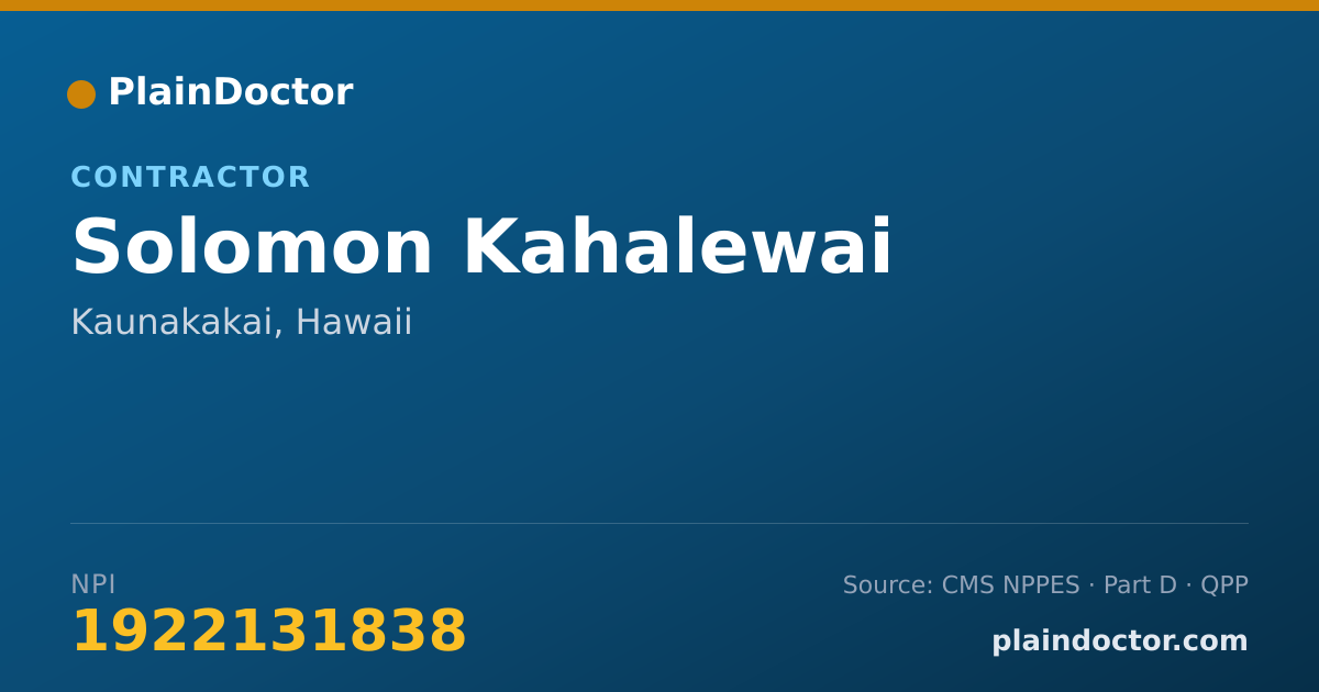Shareable card for Solomon Kahalewai - Contractor, Kaunakakai, HI