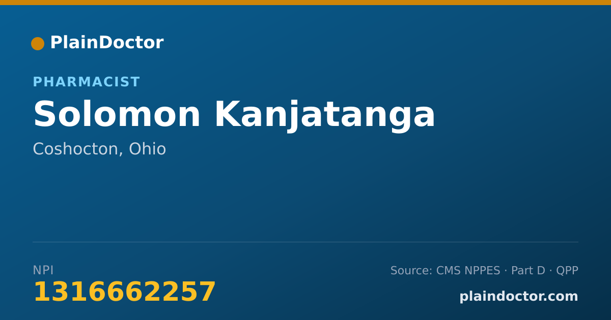 Shareable card for Solomon Kanjatanga - Pharmacist, Coshocton, OH