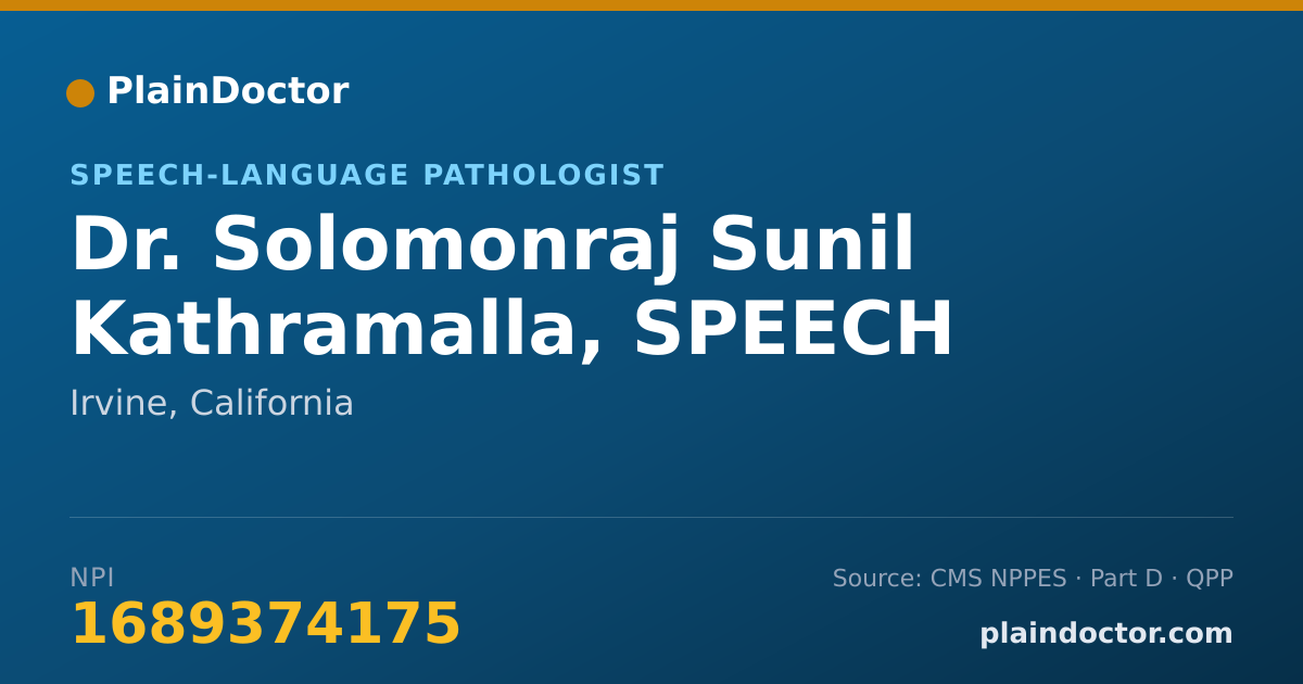 Shareable card for Solomonraj Sunil Kathramalla, SPEECH PATHOLOGIST - Speech-Language Pathologist, Irvine, CA