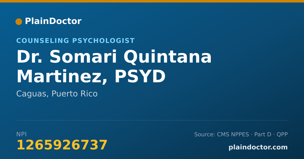 Shareable card for Somari Quintana Martinez, PSYD - Counseling Psychologist, Caguas, PR