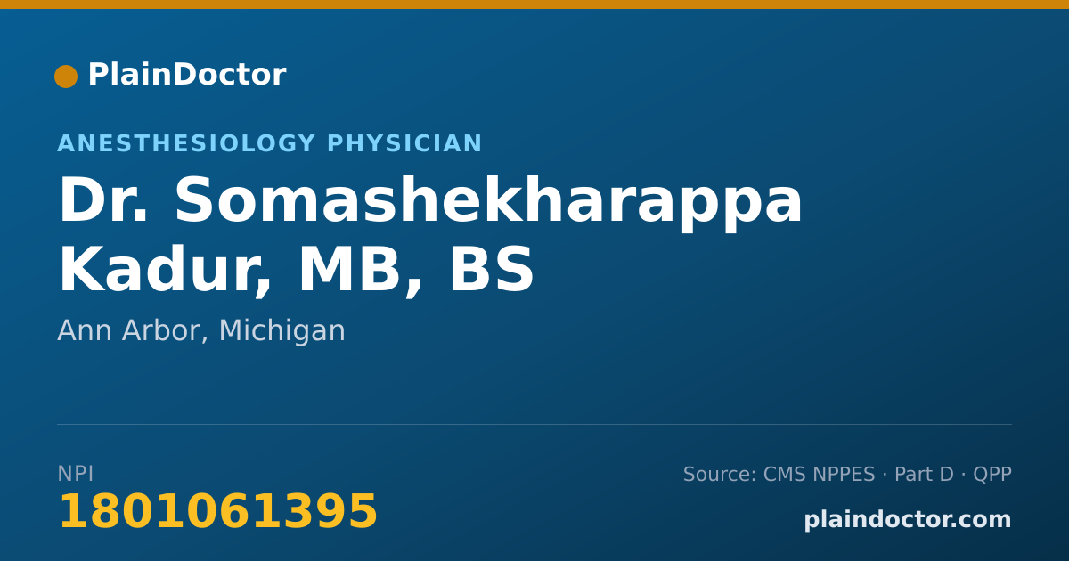Shareable card for Somashekharappa Kadur, MB, BS - Anesthesiology Physician, Ann Arbor, MI