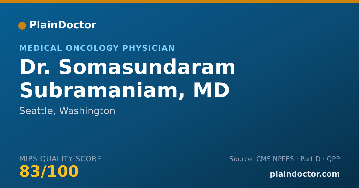 Shareable card for Somasundaram Subramaniam, MD - Medical Oncology Physician, Seattle, WA