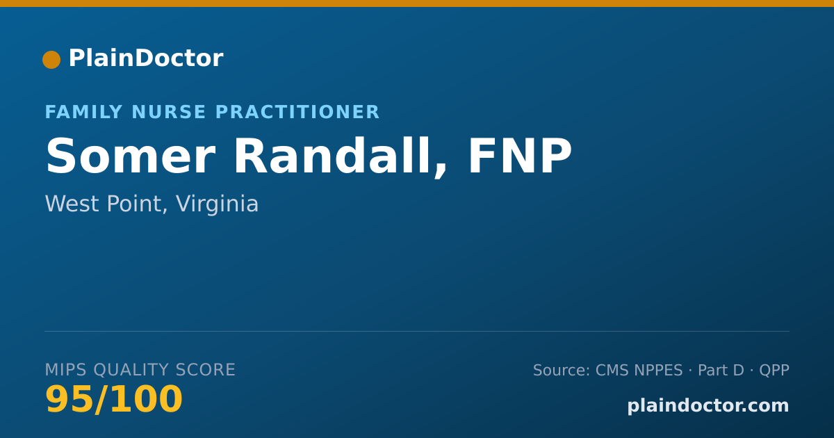 Shareable card for Somer Randall, FNP - Family Nurse Practitioner, West Point, VA