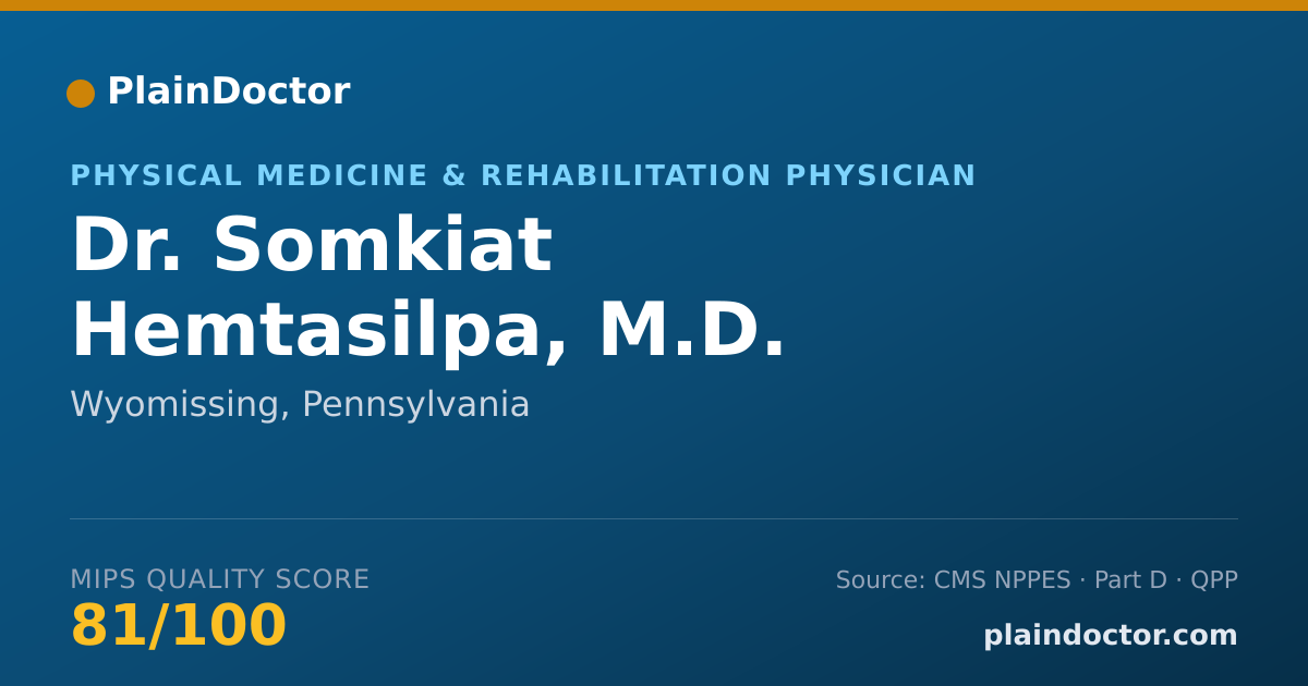 Shareable card for Somkiat Hemtasilpa, M.D. - Physical Medicine & Rehabilitation Physician, Wyomissing, PA