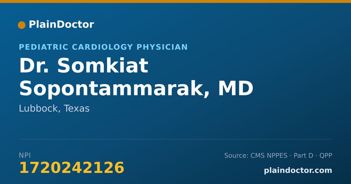 Shareable card for Somkiat Sopontammarak, MD - Pediatric Cardiology Physician, Lubbock, TX