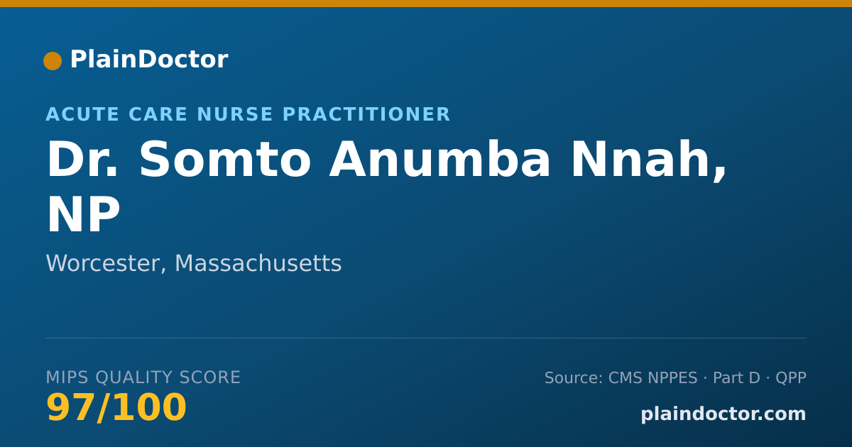 Shareable card for Somto Anumba Nnah, NP - Acute Care Nurse Practitioner, Worcester, MA