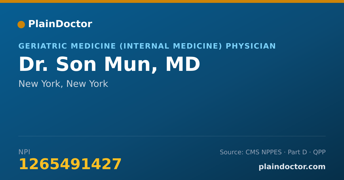 Shareable card for Son Mun, MD - Geriatric Medicine (Internal Medicine) Physician, New York, NY