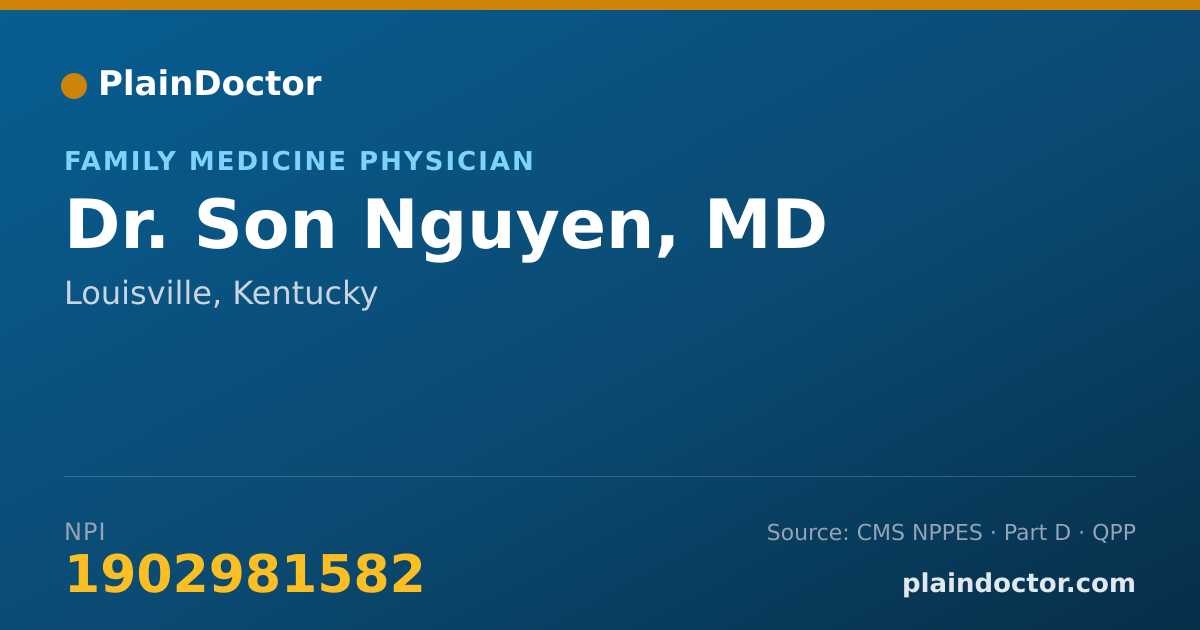 Shareable card for Son Nguyen, MD - Family Medicine Physician, Louisville, KY