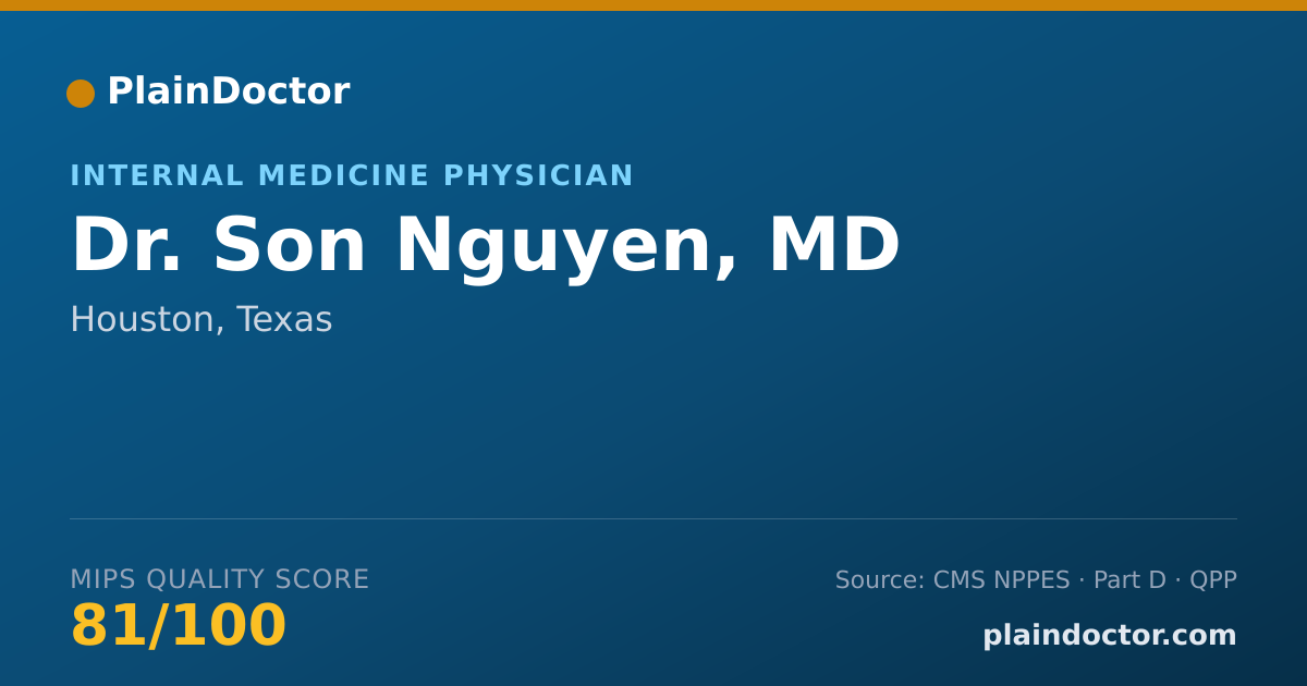 Shareable card for Son Nguyen, MD - Internal Medicine Physician, Houston, TX