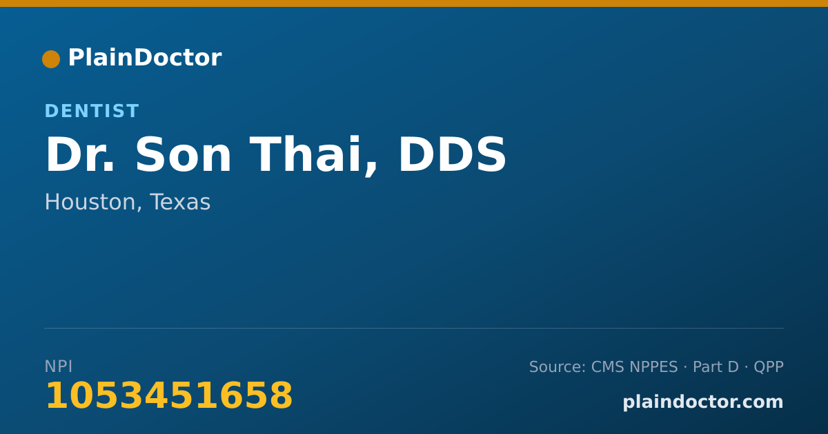 Shareable card for Son Thai, DDS - Dentist, Houston, TX