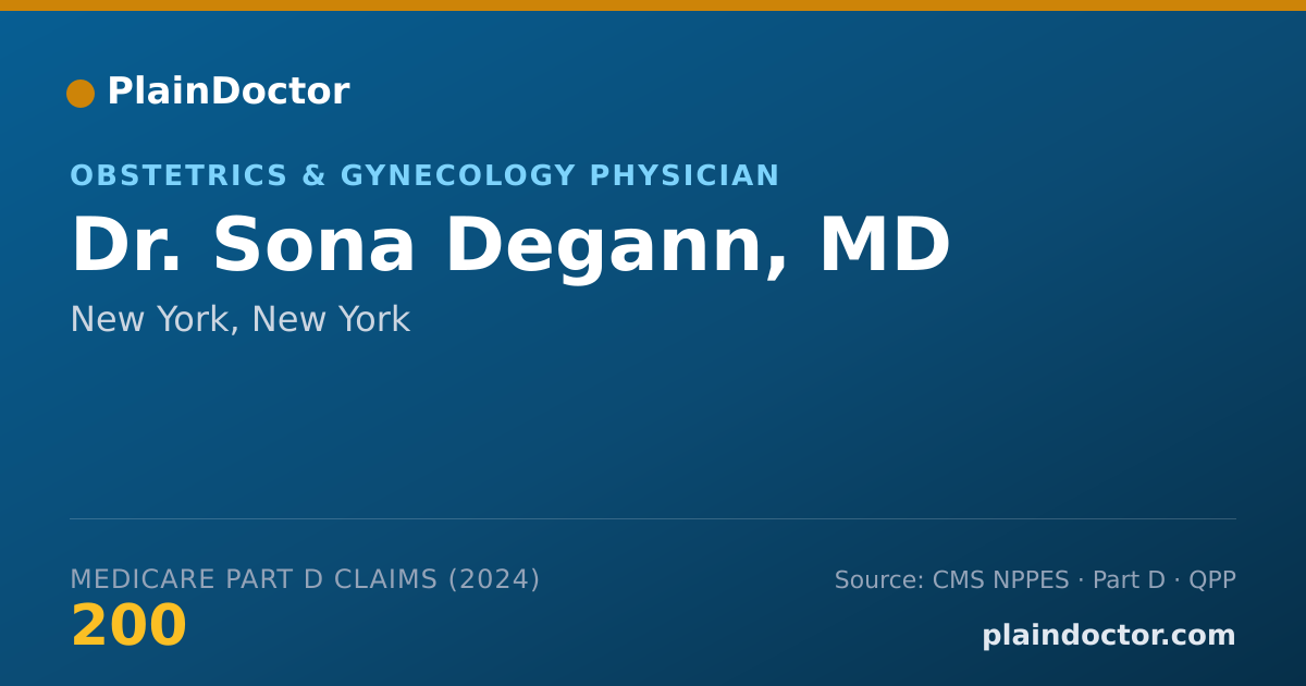 Shareable card for Sona Degann, MD - Obstetrics & Gynecology Physician, New York, NY
