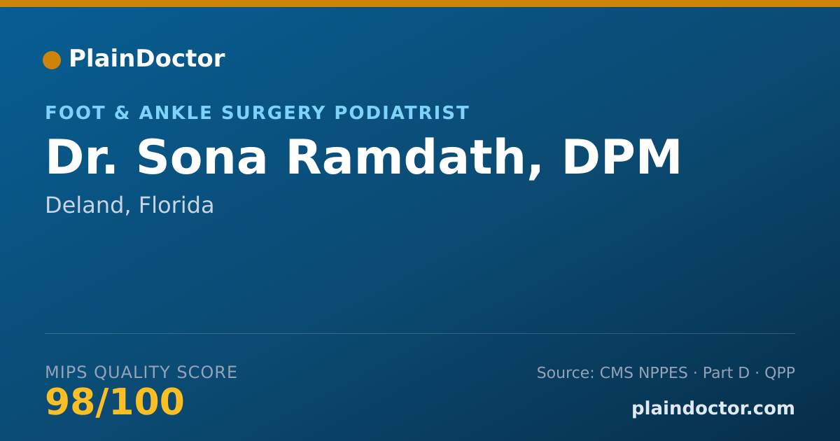 Shareable card for Sona Ramdath, DPM - Foot & Ankle Surgery Podiatrist, Deland, FL