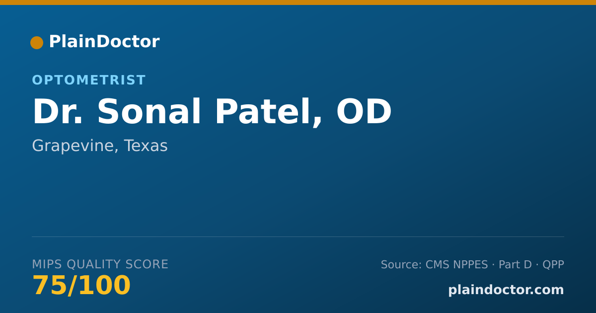 Shareable card for Sonal Patel, OD - Optometrist, Grapevine, TX