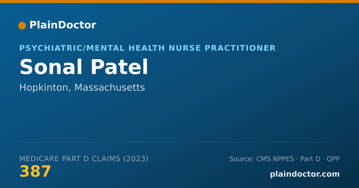 Shareable card for Sonal Patel - Psychiatric/Mental Health Nurse Practitioner, Hopkinton, MA