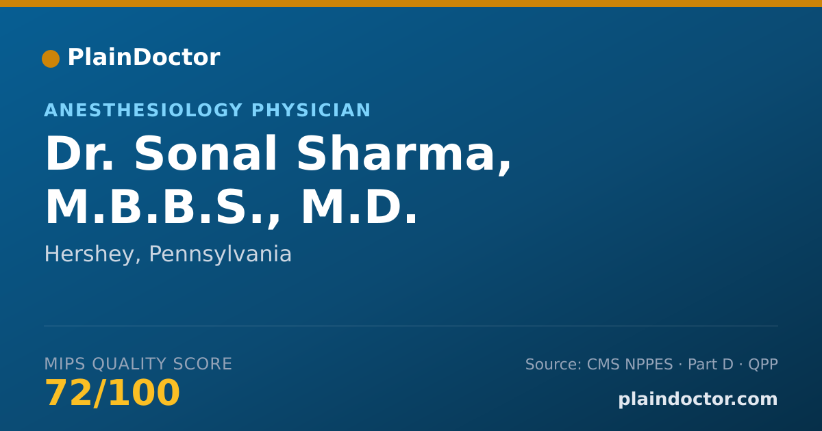 Shareable card for Sonal Sharma, M.B.B.S., M.D. - Anesthesiology Physician, Hershey, PA