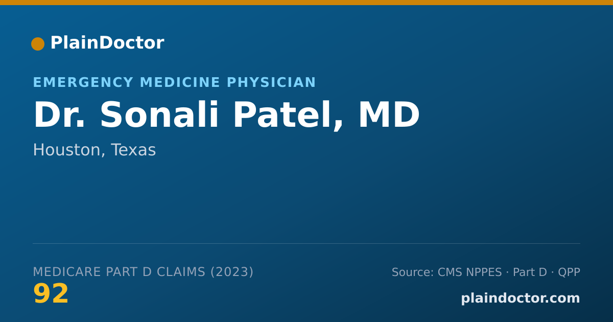 Shareable card for Sonali Patel, MD - Emergency Medicine Physician, Houston, TX
