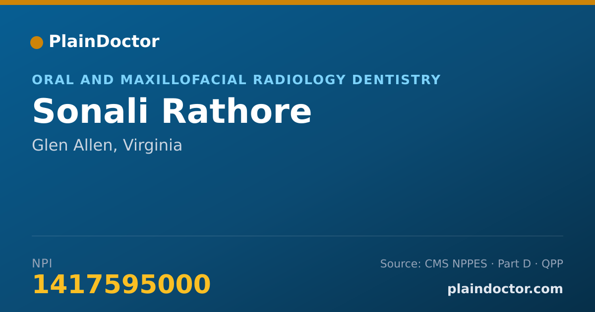 Shareable card for Sonali Rathore - Oral and Maxillofacial Radiology Dentistry, Glen Allen, VA