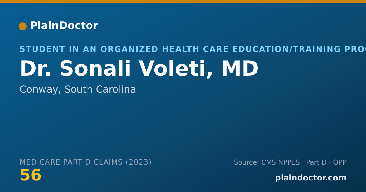 Shareable card for Sonali Voleti, MD - Student in an Organized Health Care Education/Training Program, Conway, SC