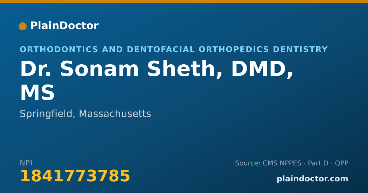Shareable card for Sonam Sheth, DMD, MS - Orthodontics and Dentofacial Orthopedics Dentistry, Springfield, MA