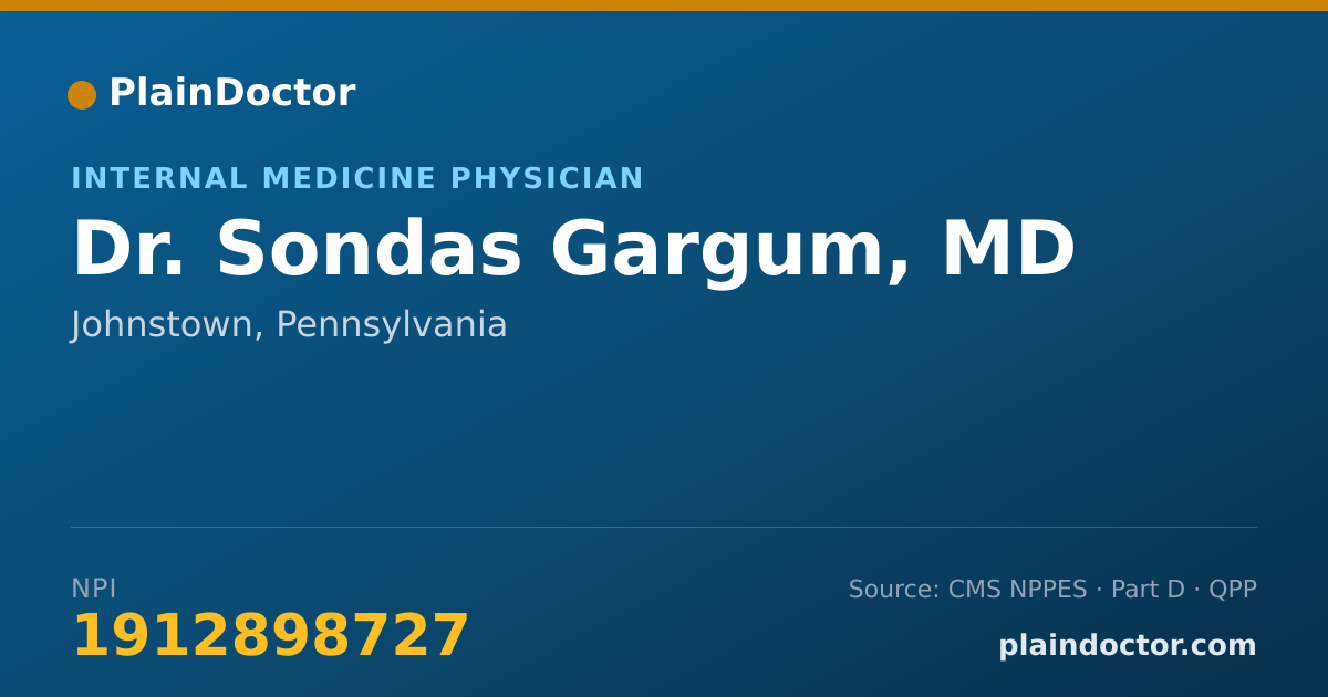 Shareable card for Sondas Gargum, MD - Internal Medicine Physician, Johnstown, PA