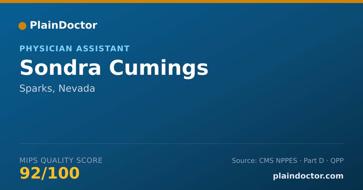 Shareable card for Sondra Cumings - Physician Assistant, Sparks, NV
