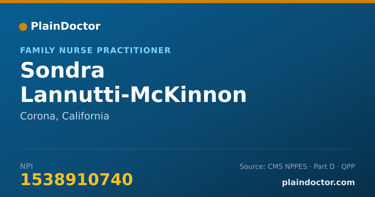 Shareable card for Sondra Lannutti-McKinnon - Family Nurse Practitioner, Corona, CA