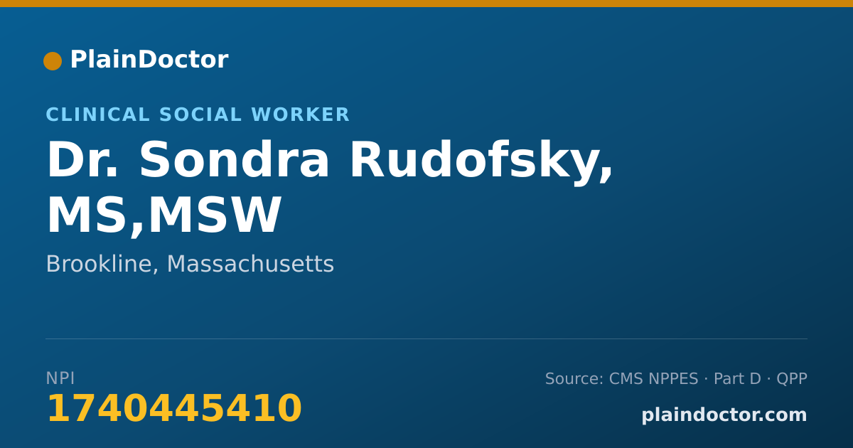 Shareable card for Sondra Rudofsky, MS,MSW - Clinical Social Worker, Brookline, MA