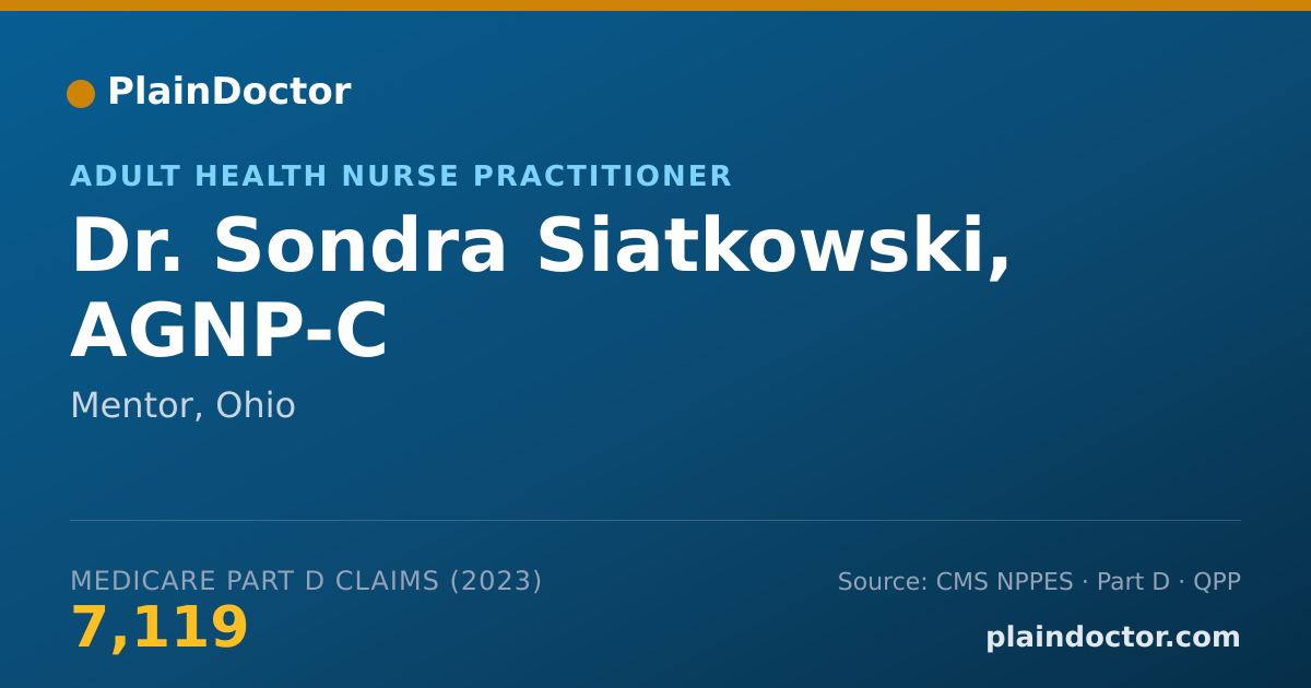 Shareable card for Sondra Siatkowski, AGNP-C - Adult Health Nurse Practitioner, Mentor, OH