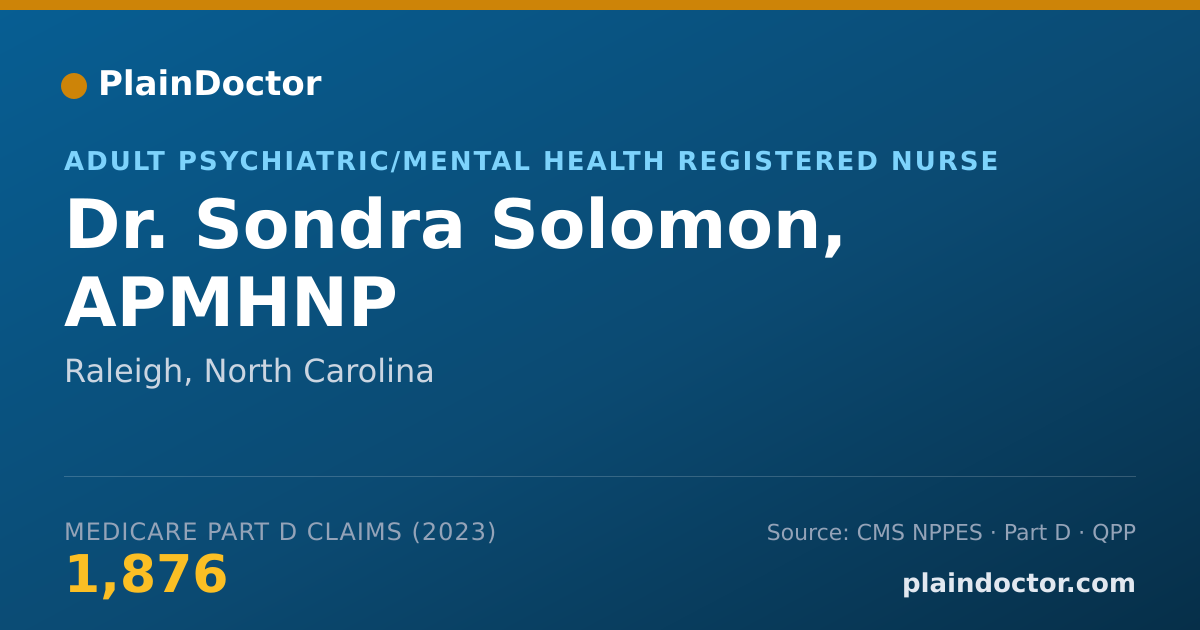 Shareable card for Sondra Solomon, APMHNP - Adult Psychiatric/Mental Health Registered Nurse, Raleigh, NC