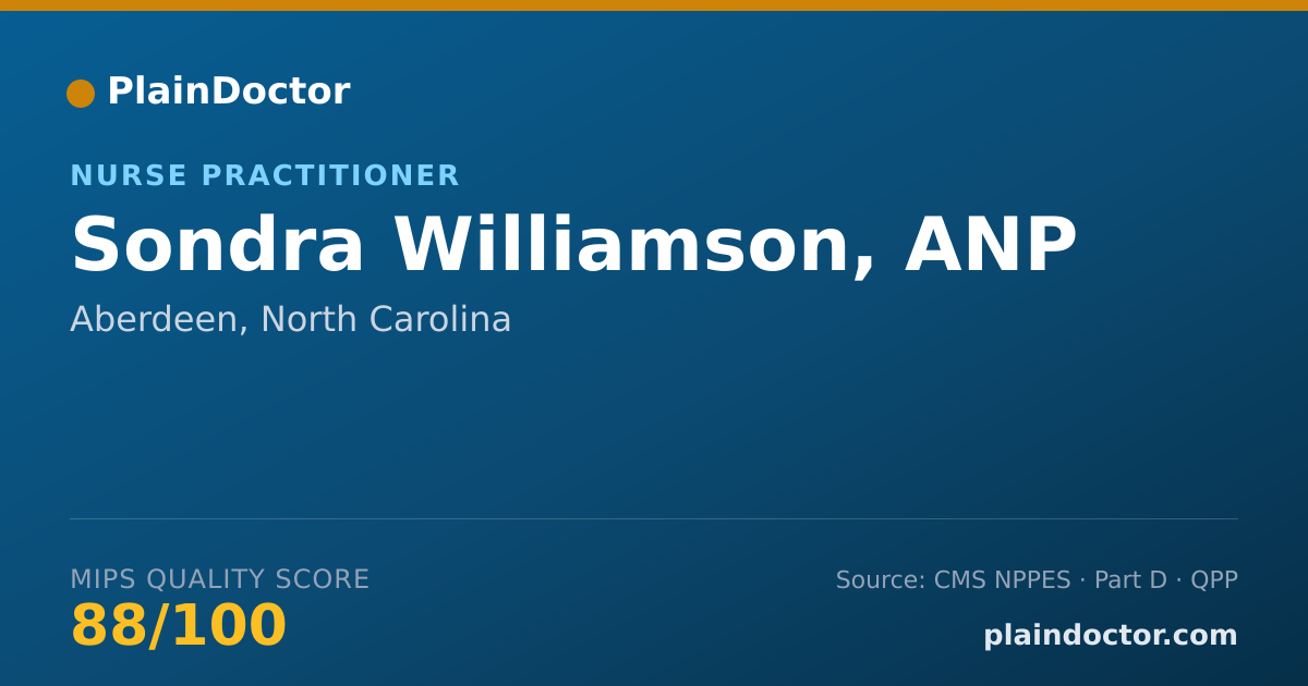 Shareable card for Sondra Williamson, ANP - Hospice and Palliative Medicine (Family Medicine) Physician, Aberdeen, NC