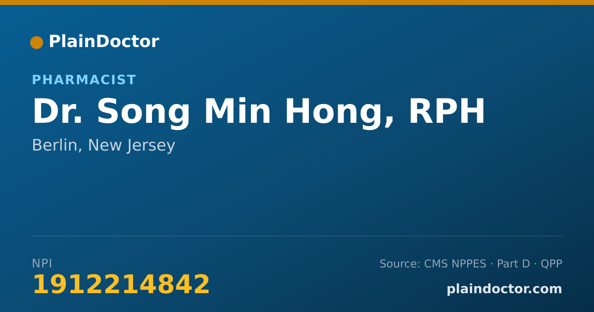 Shareable card for Song Min Hong, RPH - Pharmacist, Berlin, NJ