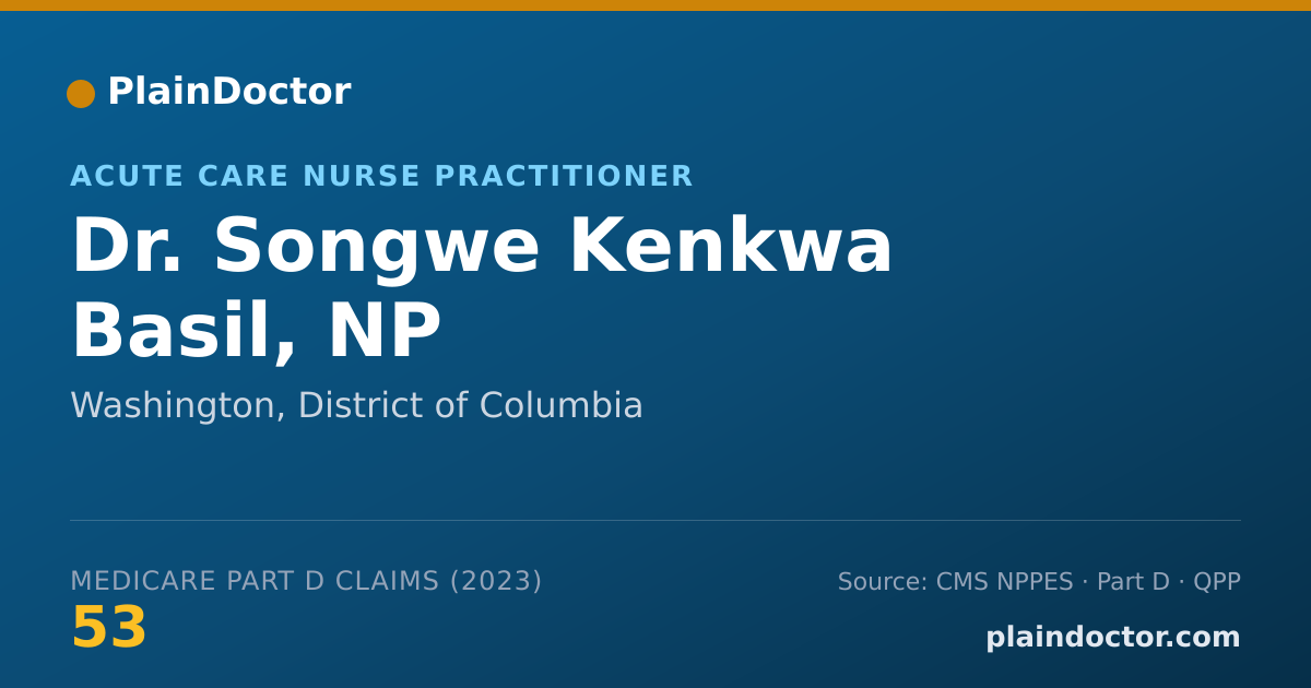 Shareable card for Songwe Kenkwa Basil, NP - Acute Care Nurse Practitioner, Washington, DC