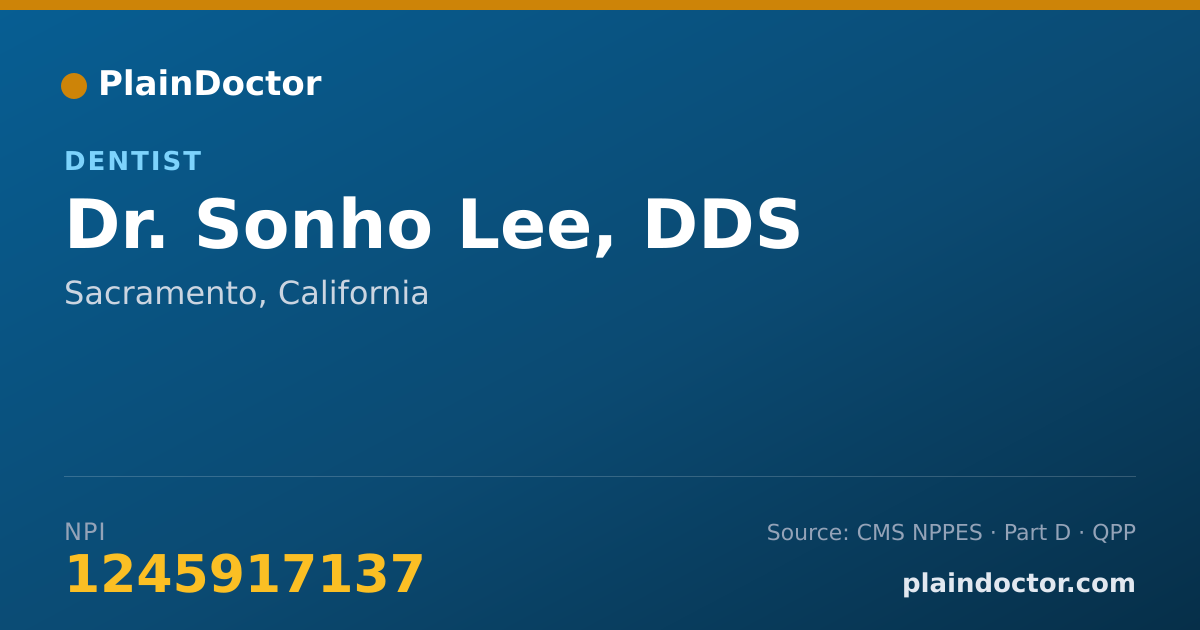 Shareable card for Sonho Lee, DDS - Dentist, Sacramento, CA