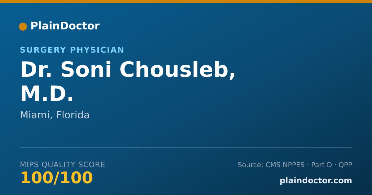 Shareable card for Soni Chousleb, M.D. - Surgery Physician, Miami, FL