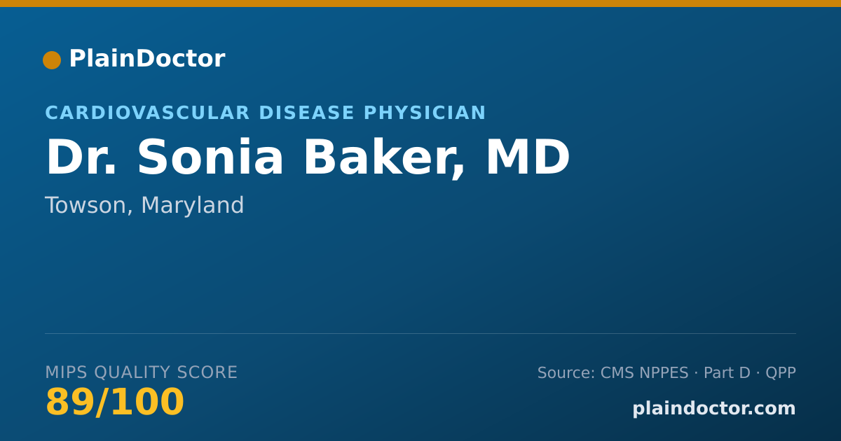 Shareable card for Sonia Baker, MD - Cardiovascular Disease Physician, Towson, MD
