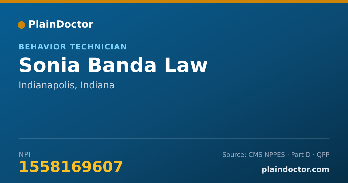 Shareable card for Sonia Banda Law - Behavior Technician, Indianapolis, IN