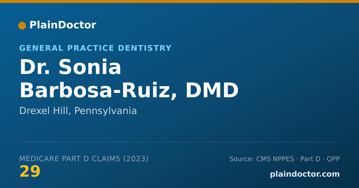 Shareable card for Sonia Barbosa-Ruiz, DMD - General Practice Dentistry, Drexel Hill, PA