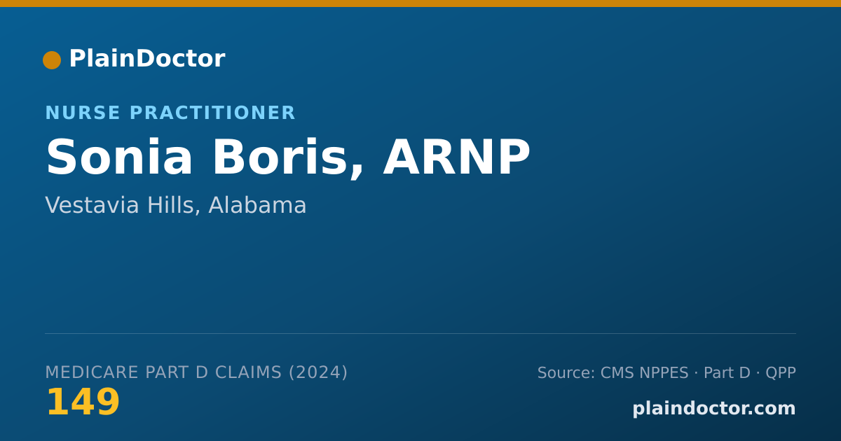 Shareable card for Sonia Boris, ARNP - Nurse Practitioner, Vestavia Hills, AL