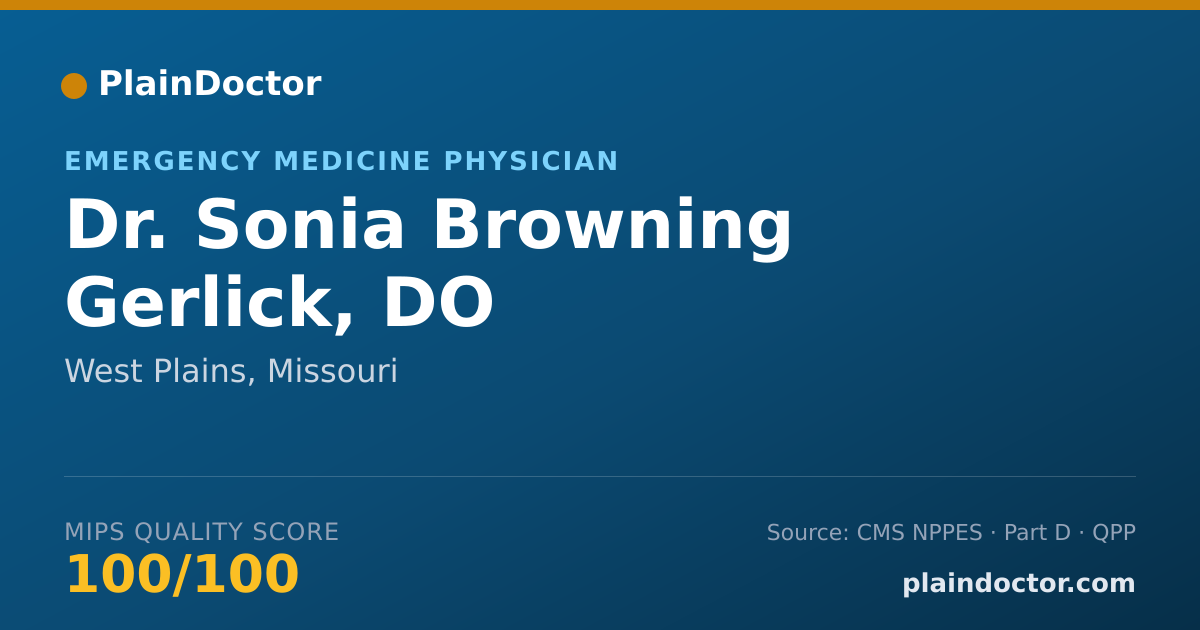 Shareable card for Sonia Browning Gerlick, DO - Emergency Medicine Physician, West Plains, MO