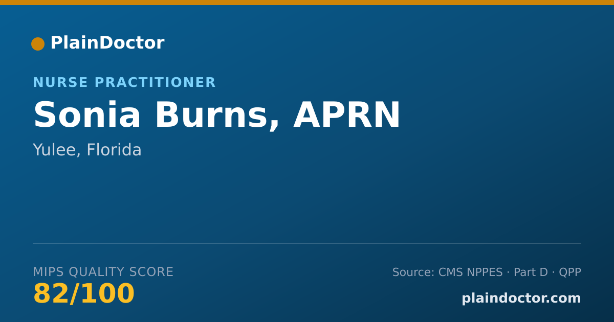 Shareable card for Sonia Burns, APRN - Nurse Practitioner, Yulee, FL