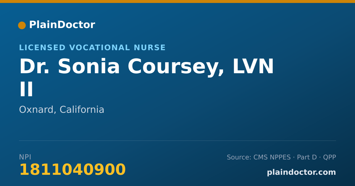 Shareable card for Sonia Coursey, LVN  II - Licensed Vocational Nurse, Oxnard, CA
