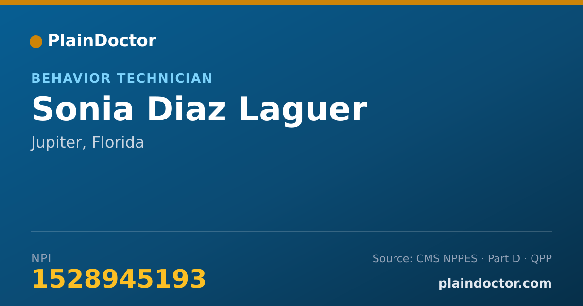 Shareable card for Sonia Diaz Laguer - Behavior Technician, Jupiter, FL
